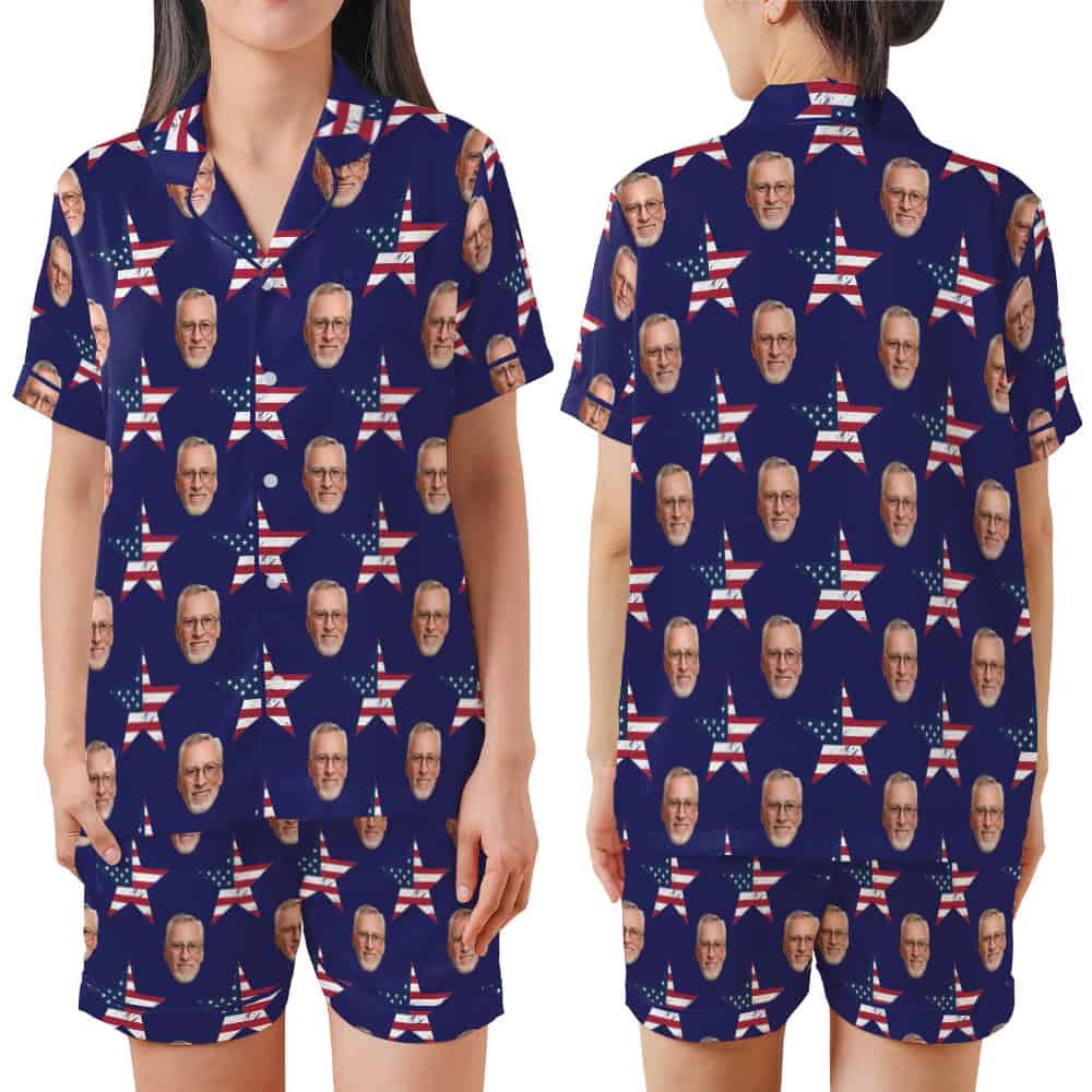 American Flag Short Pajama Set set